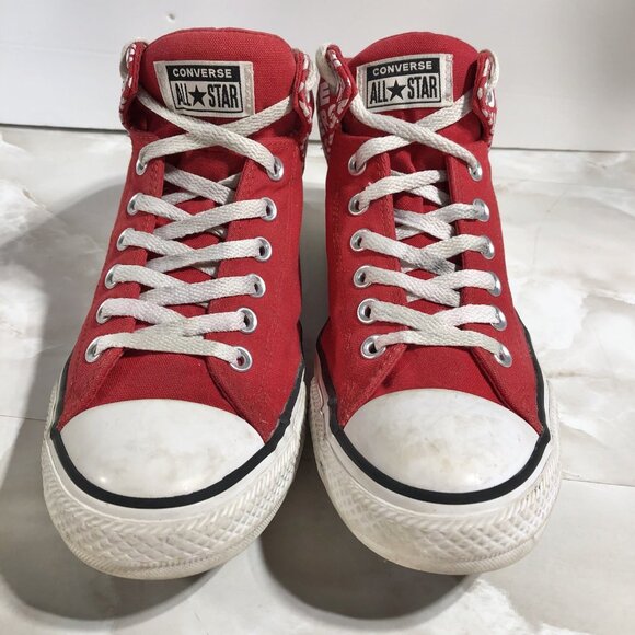 Converse Chuck Taylor All Star Red White Spell Out High Top Chucks Shoes Sz 10.5 - Picture 10 of 10